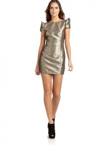 THE LOOKAllover textured metallic constructionStructured shouldersDeep V-backBack zip with hook-and-eye closureTHE FITAbout 30 from shoulder to hemTHE MATERIALPolyester/metallic threadsFully linedCARE & ORIGINDry cleanImportedModel shown is 5'9 (175cm) wearing US size Small.This item was originally available for purchase at Saks Fifth Avenue OFF 5TH stores 