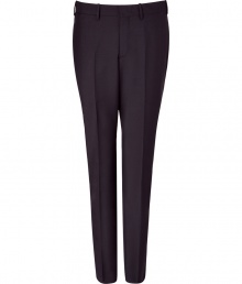 Classic sophistication is effortlessly achieved with these ultra-luxe wool and mohair blend pants from Neil Barrett - Flat front, belt loops, off-seam pockets, back welt pockets with buttons, slim fit, creasing at legs - Style with a cashmere pullover, a matching blazer or a leather jacket