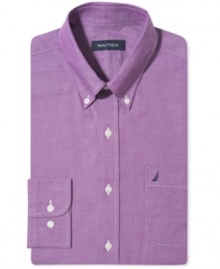 Brighten up your week with this saturated dress shirt from Nautica.