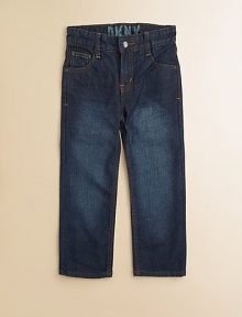 Your little man will be styling in these classic, straight-leg jeans with contrast stitching in a five-pocket style.Front button closureWaistband with belt loopsZip flyFive-pocket styleCotton/PolyesterMachine washImported Your little man will be styling in these classic, straight-leg jeans with contrast stitching in a five-pocket style.Front button closureWaistband with belt loopsZip flyFive-pocket styleCotton/PolyesterMachine washImported