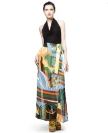 A graphic owl print adds a boldly irreverent appeal to this Neon maxi skirt -- perfect for standout style! A graphic owl print adds a boldly irreverent appeal to this Neon maxi skirt -- perfect for standout style!