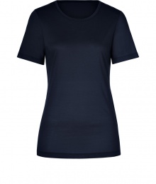 A wardrobe staple with flattering contoured seaming, Jil Sanders pristine tee is as chic as it is versatile - Round neckline, short sleeves, contoured seaming - Form-fitting - Wear with a modern blazer, leather leggings and ankle boots