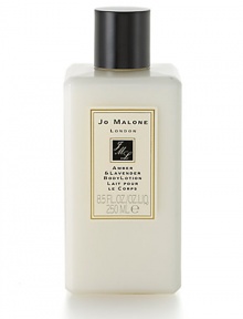 Amber, the exotic scent of the Orient, is combined with the comfort of French lavender and myrrh to evoke the subtle, spicy warmth of twilight. Amber & Lavender Body Lotion keeps skin silky smooth and deliciously fragranced. 8.5 oz. Amber, the exotic scent of the Orient, is combined with the comfort of French lavender and myrrh to evoke the subtle, spicy warmth of twilight. Amber & Lavender Body Lotion keeps skin silky smooth and deliciously fragranced. 8.5 oz.