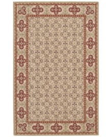 Add texture to any space with this magnificent hand-woven area rug. In muted gold, with deep red accents, the Country Heritage rug makes every room more comfortable with a luxuriously soft all-wool construction.