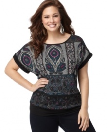 NY Collection's short sleeve plus size sweater is a perfect match with jeans. (Clearance)