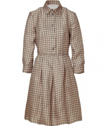 Inject some ladylike style into your daytime look with this lovely printed organza frock from Jil Sander Navy - Spread collar, long sleeves, front button half placket, fitted bodice, full pleat-detailed skirt, all-over print - Wear with a cashmere cardigan and classic ballet flats Inject some ladylike style into your daytime look with this lovely printed organza frock from Jil Sander Navy - Spread collar, long sleeves, front button half placket, fitted bodice, full pleat-detailed skirt, all-over print - Wear with a cashmere cardigan and classic ballet flats
