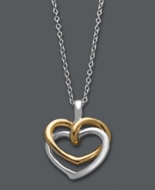 All you need is love. Giani Bernini's romantic heart pendant features an adorable interlocking design crafted in sterling silver and 24k gold over sterling silver. Approximate length: 18 inches. Approximate drop: 3/4 inch.