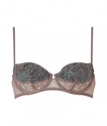 Dainty yet sultry, this lace-laden La Perla bra will add a sexy kick to any look - Underwire, soft lace cups with contrast colored inserts, adjustable straps, back hook and eye closures - Perfect under evening ensembles or pared with matching panties for stylish lounging Dainty yet sultry, this lace-laden La Perla bra will add a sexy kick to any look - Underwire, soft lace cups with contrast colored inserts, adjustable straps, back hook and eye closures - Perfect under evening ensembles or pared with matching panties for stylish lounging