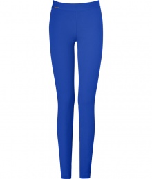 Perfect for adding a burst of color to your outfit, Ralph Laurens bright stretch pants are both flattering and easy-to-pair - Engraved metal logo plaque at hip, back seams, pulls on - Form-fitting - Wear with comfy knit tops and flats, or feminine silk blouses and heels