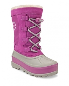 With rugged styling in poppy pink, these UGG® snow boots keeps your kids warm and looking great in the cold weather. With rugged styling in poppy pink, these UGG® snow boots keeps your kids warm and looking great in the cold weather.