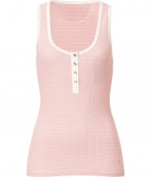 Tank top in fine striped cotton and modal blend - Super-soft thermal fabric feels great against the skin - Chic pink and ecru contrast colorway - Feminine, fitted silhouette, cut to sit just below hips - Deep scoop collar with button closure, small pocket at chest - A lovely sleepwear basic to pair with pajama pants or shorts Tank top in fine striped cotton and modal blend - Super-soft thermal fabric feels great against the skin - Chic pink and ecru contrast colorway - Feminine, fitted silhouette, cut to sit just below hips - Deep scoop collar with button closure, small pocket at chest - A lovely sleepwear basic to pair with pajama pants or shorts