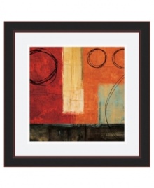 Circle meets the square. Vivid brushstrokes contrast black lines, creating a dramatic art print that appeals to modern taste. By artist Brent Nelson, this abstract design is framed in black for an especially clean finish.