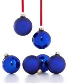 Have a true-blue Christmas with glass ball ornaments from Martha Stewart Collection. Half shiny, half matte, this timeless set is simply stunning on any tree.