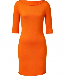 Detailed in a radiant shade of orange cashmere-silk, Ralph Lauren Blacks luxe knit dress is as uplifting as it is chic - Rolled boat neckline, elbow-length sleeves, pull-over style - Form-fitting - Wear with heels and statement gold jewelry Detailed in a radiant shade of orange cashmere-silk, Ralph Lauren Blacks luxe knit dress is as uplifting as it is chic - Rolled boat neckline, elbow-length sleeves, pull-over style - Form-fitting - Wear with heels and statement gold jewelry