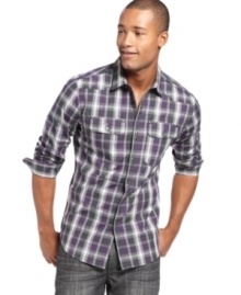Add this Marc Ecko plaid shirt to your weekend rotation and achieve that cool casual look. Add this Marc Ecko plaid shirt to your weekend rotation and achieve that cool casual look.