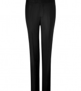 Luxe black tuxedo pants from Baldessarini - Channel sophisticated cool in these stylish pants - Slim cut, flat front, wide waistband, two front pockets, black welt pockets - Pair with a matching jacket, a button down, and dress shoes