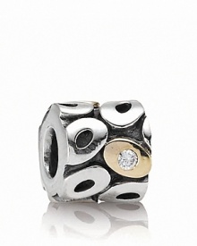 Oxidized and polished silver ovals set off a 14K gold accents with a sparking cubic zirconia stones. Charm by PANDORA. Oxidized and polished silver ovals set off a 14K gold accents with a sparking cubic zirconia stones. Charm by PANDORA.