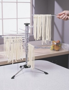 This handy pasta drying rack is made of plastic with adjustable racks for easy cleaning and versatility. 18¾ X 17 diam.Wipe cleanImported This handy pasta drying rack is made of plastic with adjustable racks for easy cleaning and versatility. 18¾ X 17 diam.Wipe cleanImported