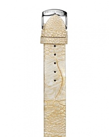 A luxe golden hued watch strap in ostrich leather. Fits size 1, 6 & 21 Philip Stein watch heads.