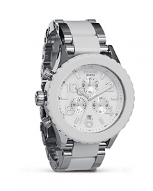 Modern and masculine. Nixon's silvery chronograph is a forward fasten-on that keeps pace with everything from strict tailoring to casual off-duty looks. Modern and masculine. Nixon's silvery chronograph is a forward fasten-on that keeps pace with everything from strict tailoring to casual off-duty looks.
