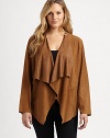 Made from sumptuous suede, a brilliant jacket designed to flatter your shape perfectly.Open-front designDraped necklineAbout 31 from shoulder to hemSuedeDry clean by leather specialistImported