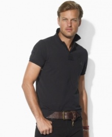 An essential custom-fitting polo takes a sporty yet sleek twist with a tonal 3 at the right sleeve and Ralph Lauren's tonal embroidered Big Pony at the left chest. An essential custom-fitting polo takes a sporty yet sleek twist with a tonal 3 at the right sleeve and Ralph Lauren's tonal embroidered Big Pony at the left chest.