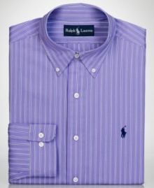 You'l look clean cut and classy in this striped Polo Ralph Lauren dress shirt. You'l look clean cut and classy in this striped Polo Ralph Lauren dress shirt.
