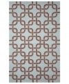 Chain-link chic! Liora Manne combines hand-hooking and hand-tufting techniques to achieve the rich, textural surface of this soft blue and driftwood brown indoor/outdoor rug from the Promenade collection. UV stabilized to minimize fading, the elegant and durable rug is sure to please. Hose off for easy cleaning.