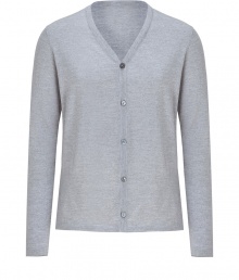 With a cool grey hue and immaculate finishing, Jil Sanders wool cardigan is a classic and luxurious choice - High V-neckline, long sleeves, button-down front - Slim fit - Wear with a button-down, tailored trousers and lace-ups With a cool grey hue and immaculate finishing, Jil Sanders wool cardigan is a classic and luxurious choice - High V-neckline, long sleeves, button-down front - Slim fit - Wear with a button-down, tailored trousers and lace-ups