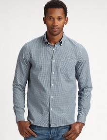 Handsome checks and cool cotton make a great off-duty uniform for easy weekends.Button down collar Long sleeves with button cuffs Chest pocket Button front Cotton Machine wash Imported Handsome checks and cool cotton make a great off-duty uniform for easy weekends.Button down collar Long sleeves with button cuffs Chest pocket Button front Cotton Machine wash Imported