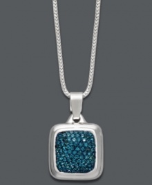 Add shape to your style in Giani Bernini's dazzling design. Blue-hued crystals add dimension to a polished sterling silver setting and square-shaped pendant. Approximate length: 18 inches. Approximate drop: 1 inch.