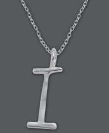 The perfect personalized gift. A polished sterling silver pendant features the letter I with a chic asymmetrical shape. Comes with a matching chain. Approximate length: 18 inches. Approximate drop: 3/4 inch. The perfect personalized gift. A polished sterling silver pendant features the letter I with a chic asymmetrical shape. Comes with a matching chain. Approximate length: 18 inches. Approximate drop: 3/4 inch.