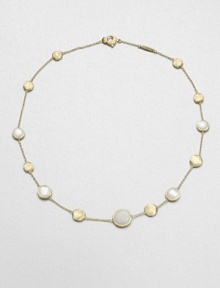 From the Jaipur Resort Collection. Delicate discs of hand-engraved, brushstroke-textured 18k gold alternate with buttons of creamy mother-of-pearl along a delicate gold chain.Mother-of-pearl18k yellow goldLength, about 16Lobster claspMade in Italy