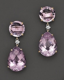 A lovely day-to-evening option, this rose amethyst earring features diamond accents in 14 Kt. yellow gold. A lovely day-to-evening option, this rose amethyst earring features diamond accents in 14 Kt. yellow gold.