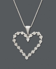 Embrace the magical feeling of being in love. This open-cut heart pendant features round-cut sparkling diamond accents in a sterling silver setting. Approximate length: 18 inches. Approximate drop: 1 inch. Embrace the magical feeling of being in love. This open-cut heart pendant features round-cut sparkling diamond accents in a sterling silver setting. Approximate length: 18 inches. Approximate drop: 1 inch.