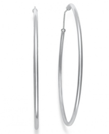 Go bold with these large hoop earrings by Unwritten. Crafted in sterling silver. Approximate diameter: 3 inches. Go bold with these large hoop earrings by Unwritten. Crafted in sterling silver. Approximate diameter: 3 inches.