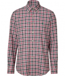Classic red and black twill custom fit shirt - This slim tailored button down is a great modern take on the classic dress shirt - On-trend plaid pattern with small polo logo on chest - Pair with slim trousers, a blazer, and motorcycle boots for grunge-meets-preppy - Try with jeans and a chunky wool cardigan Classic red and black twill custom fit shirt - This slim tailored button down is a great modern take on the classic dress shirt - On-trend plaid pattern with small polo logo on chest - Pair with slim trousers, a blazer, and motorcycle boots for grunge-meets-preppy - Try with jeans and a chunky wool cardigan