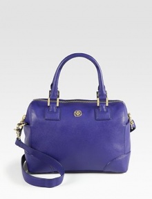 Saffiano leather design with a detachable shoulder strap and double top handles for versatile wearing. Double top handles, 5 dropAdjustable detachable shoulder strap, 11-23 dropTop-zip closureTwo outside open side pocketsOne inside zip pocketTwo inside open pocketsCotton lining11W X 8H X 6DImported Saffiano leather design with a detachable shoulder strap and double top handles for versatile wearing. Double top handles, 5 dropAdjustable detachable shoulder strap, 11-23 dropTop-zip closureTwo outside open side pocketsOne inside zip pocketTwo inside open pocketsCotton lining11W X 8H X 6DImported