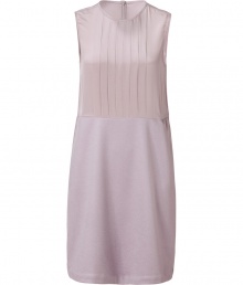 Sophisticated putty silk and wool shift dress by Raoul - This wonderfully chic dress is flattering and feminine Lovely pleated silk top with luxurious wool and cashmere A-line skirt - Sleeveless high neck silhouette with a back zip closure - Pair with ribbed tights, wedge platform heels, and a luxe boyfriend cardigan Sophisticated putty silk and wool shift dress by Raoul - This wonderfully chic dress is flattering and feminine Lovely pleated silk top with luxurious wool and cashmere A-line skirt - Sleeveless high neck silhouette with a back zip closure - Pair with ribbed tights, wedge platform heels, and a luxe boyfriend cardigan
