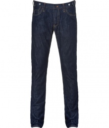 From Prps, purveyors of the ultimate must-have denim, these sleek dark wash jeans are the perfect pants for the seasons urbane-cool looks - Classic five-pocket styling, straight slim leg, dark wash, back logo tab at waist - Wear with a long sleeve henley, a leather jacket, and motorcycle boots