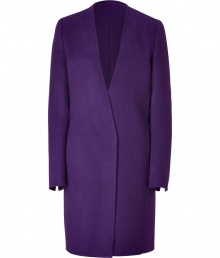Understated, elegant, and exquisitely luxurious, Akris purple heather cashmere coat is an immaculate choice guaranteed to take you through the seasons in sophisticated style - Wrapped V-neckline, long sleeves, hidden snap and button closures, front slit pockets - Easy straight silhouette - Team with tailored separates and chunky statement jewelry Understated, elegant, and exquisitely luxurious, Akris purple heather cashmere coat is an immaculate choice guaranteed to take you through the seasons in sophisticated style - Wrapped V-neckline, long sleeves, hidden snap and button closures, front slit pockets - Easy straight silhouette - Team with tailored separates and chunky statement jewelry