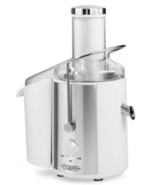 Fresh and refresh. Scrap the soda and make a healthier choice with the Bella Cucina juicer. With a large round feed tube that swallows fruits and veggies whole (or with just a little slicing), it's easy to enjoy all-natural juices every day! One-year limited warranty. Model 13454. Fresh and refresh. Scrap the soda and make a healthier choice with the Bella Cucina juicer. With a large round feed tube that swallows fruits and veggies whole (or with just a little slicing), it's easy to enjoy all-natural juices every day! One-year limited warranty. Model 13454.