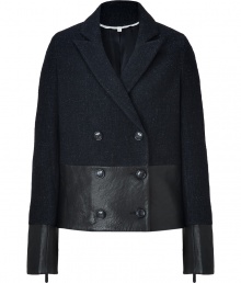 The timeless classic pea coat gets an ultra modern uplift in J Brands cool leather detailed style, packed with understated edgy touches for a contemporary city feel - Peaked lapel, long sleeves, zippered cuffs, double-breasted buttoned front, slim straight fit - Style with minimalist separates and streamlined accessories The timeless classic pea coat gets an ultra modern uplift in J Brands cool leather detailed style, packed with understated edgy touches for a contemporary city feel - Peaked lapel, long sleeves, zippered cuffs, double-breasted buttoned front, slim straight fit - Style with minimalist separates and streamlined accessories