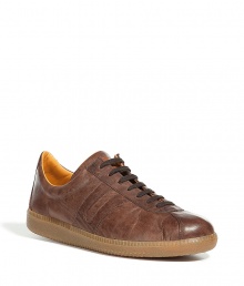 Stylish sneaker in fine, brown leather - Trainer style by the legendary shoe manufacturer Ludwig Reiter - classic laces, soft leather lining - sturdy rubber sole - terrific elegant and sporty combo - really top-quality and extremely well-made - your fave shoe for casual wear at the office and on Saturdays - goes best with jeans and light dress pants