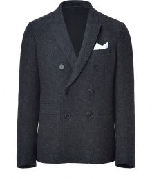 Pull together your look with a finish of impeccable tailoring in Neil Barretts anthracite wool blazer, complete with a flattering double-breasted silhouette and streamlined slit pockets - Peaked lapel, long sleeves, buttoned cuffs, tailored fit, slightly shorter length - Pair with crisp shirts and tailored trousers Pull together your look with a finish of impeccable tailoring in Neil Barretts anthracite wool blazer, complete with a flattering double-breasted silhouette and streamlined slit pockets - Peaked lapel, long sleeves, buttoned cuffs, tailored fit, slightly shorter length - Pair with crisp shirts and tailored trousers
