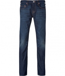 Work a cool modern edge into your casual look with True Religions distressed skinny jeans - Classic five-pocket style, button closure, belt loops - Straight leg, slim fit - Team with casual pullovers and boots, or dress up with blazers, button-downs and oxfords Work a cool modern edge into your casual look with True Religions distressed skinny jeans - Classic five-pocket style, button closure, belt loops - Straight leg, slim fit - Team with casual pullovers and boots, or dress up with blazers, button-downs and oxfords