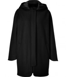 With a contemporary cut and cool modern drape, this wool-blend coat from See by Chlo? will add an edgy urbane finish to your outfit - Hooded, long sleeves, concealed front closures, paneled shoulders, side slit pockets, pleated back - Loosely draped fit - Wear with slim-fit trousers, chunky knits and biker boots