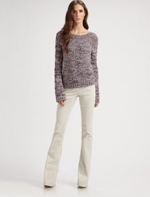 Marled, cotton-rich crewneck with ribbed details and a crochet-knit look. CrewneckLong sleevesRibbed hem76% cotton/24% nylonDry cleanImportedModel shown is 5'10 (177cm) wearing US size 4.