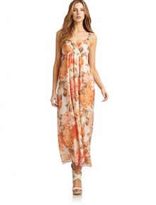 THE LOOKAllover floral printSurplice V-neck and backEmpire waistSide zip closureTHE FITAbout 53 from shoulder to hemTHE MATERIALSilkCARE & ORIGINMachine washImportedModel shown is 5'10½ (179cm) wearing US size 4. THE LOOKAllover floral printSurplice V-neck and backEmpire waistSide zip closureTHE FITAbout 53 from shoulder to hemTHE MATERIALSilkCARE & ORIGINMachine washImportedModel shown is 5'10½ (179cm) wearing US size 4.