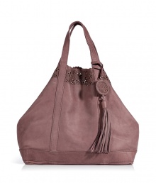 Contemporary looks get a pretty Parisian finish with Vanessa Brunos super soft smoky violet leather carryall tote - Laser cut top trim, tasseled tag, inside zippered back wall pocket, unlined - Perfect for work or chic weekend shopping trips Contemporary looks get a pretty Parisian finish with Vanessa Brunos super soft smoky violet leather carryall tote - Laser cut top trim, tasseled tag, inside zippered back wall pocket, unlined - Perfect for work or chic weekend shopping trips